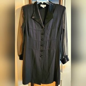 Chic Black Long Sleeve Dress with Sheer Accents